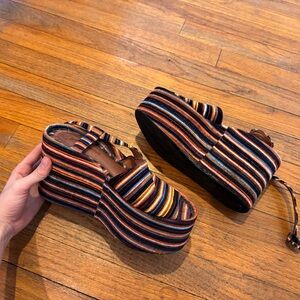 Jeffrey Campbell Multicolor Striped Wedges